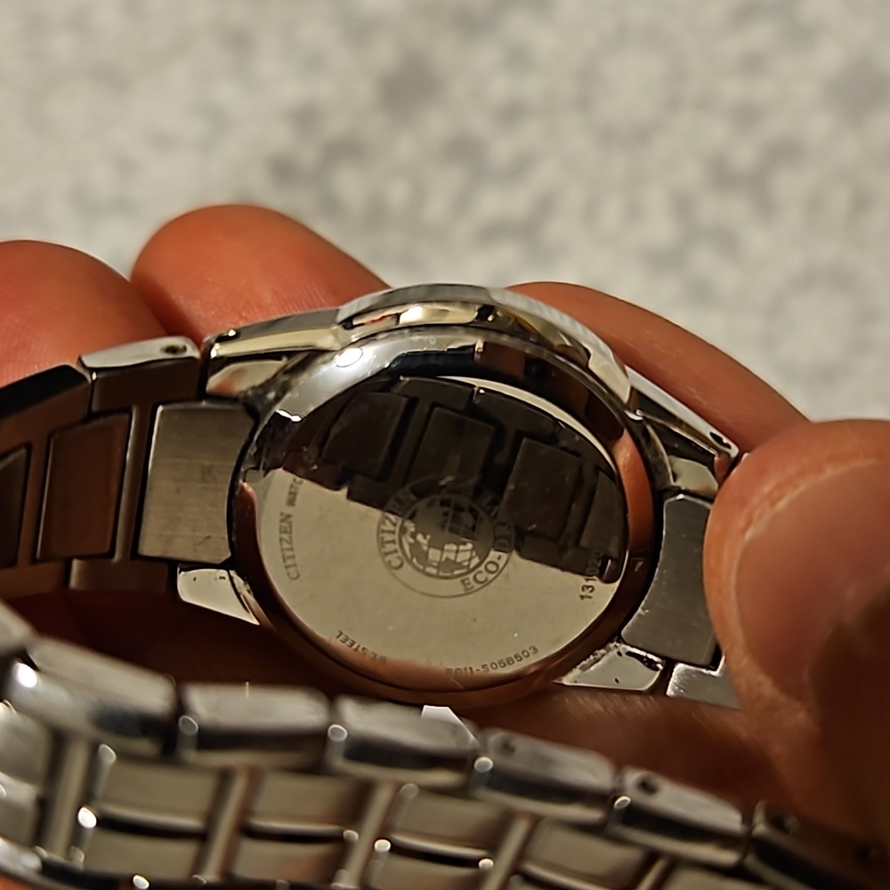 Citizen Eco drive black diamond stainless steel watch - Picture 3 of 6